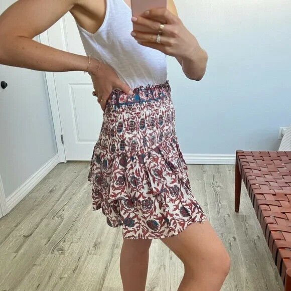NWT House of Harlow Smocking Tiered Summer Mini Skirt Boho - Picture 2 of 11